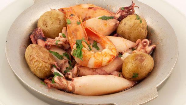 Lisboa Há Mesa Lulas fritas ao alho com camarão