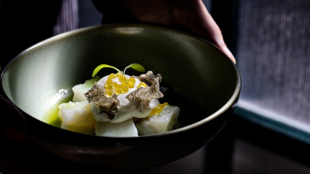 ALMA Henrique Sá Pessoa Bacalhau, ovo, pão e caldo de bacalhau e coentros